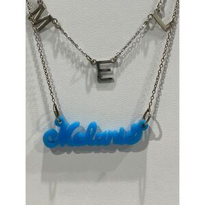 SILVER tone Melanie and MEL charm‎ necklace bundle